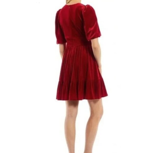 NWOT Antonio Melani Red Velvet Fit and Flare Dress Size 2 - Picture 3 of 7